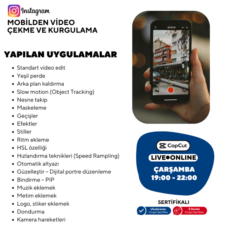 Instagram İçin Mobilden Video Çekme ve Kurgulama Eğitimi