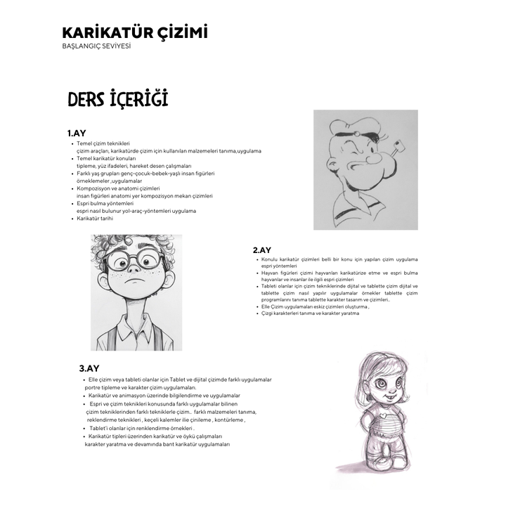 Karikatür Çizim - Yüz Yüze (Başlangıç Seviyesi) (6-9 Yaş )