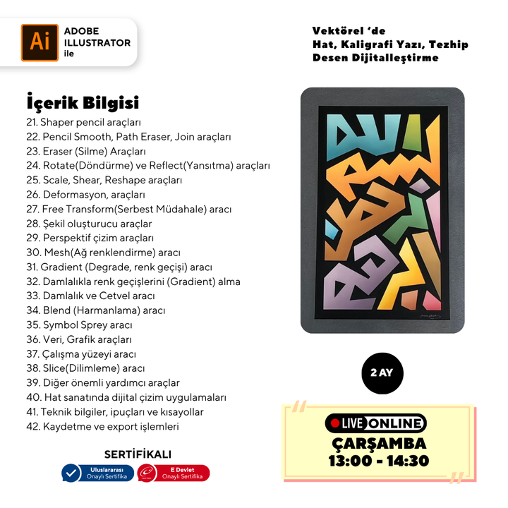 Vektorel'de Hat kaligrafi Yazı Tezhip Desen Dijitalleştirme  (Online)