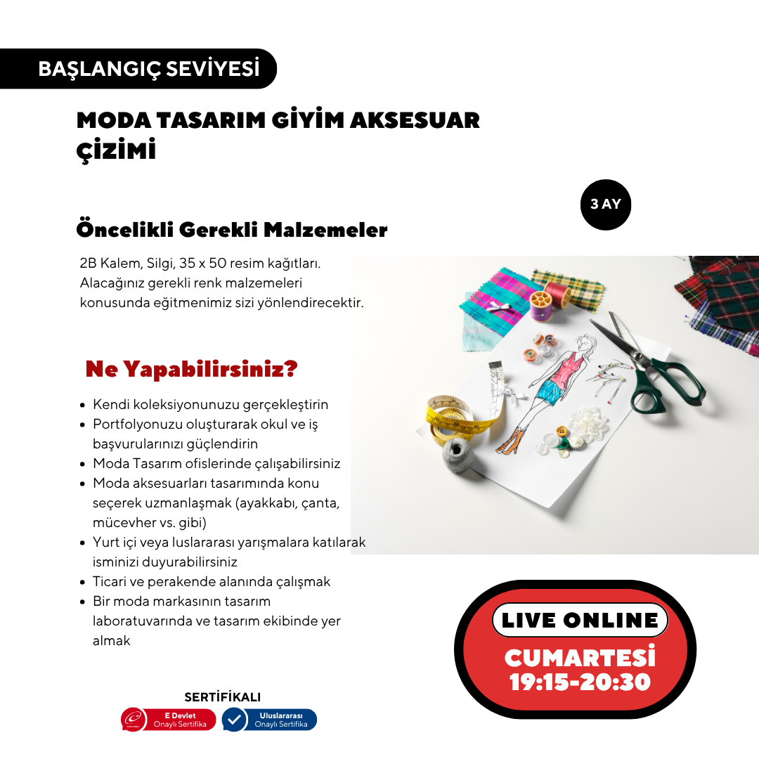 Moda Giysi Tasarım Aksesuar Çizim ve Kalıp Geliştirme (Online)