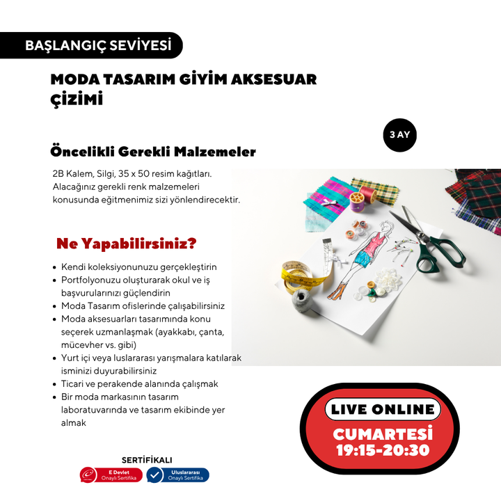 Moda Giysi Tasarım Aksesuar Çizim ve Kalıp Geliştirme (Online)