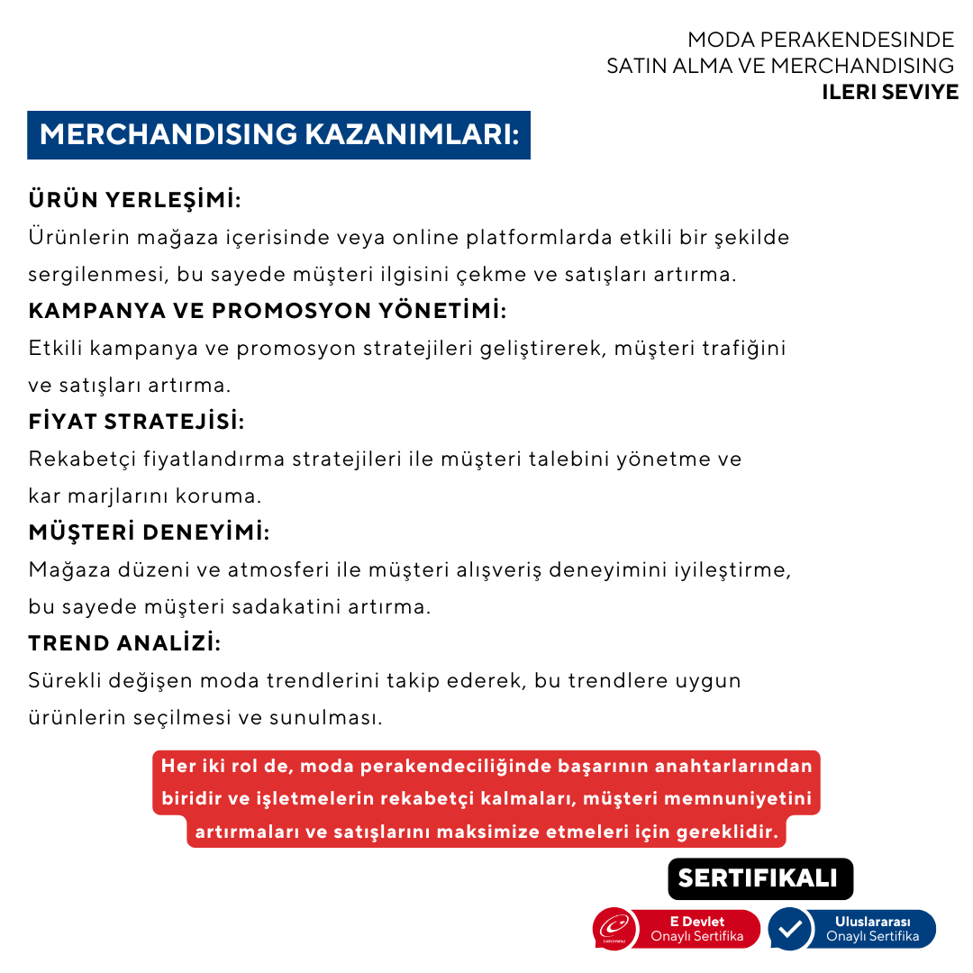 Moda Perakendesinde Satın Alma ve Merchandising ( Yüz Yüze)-İleri Seviye