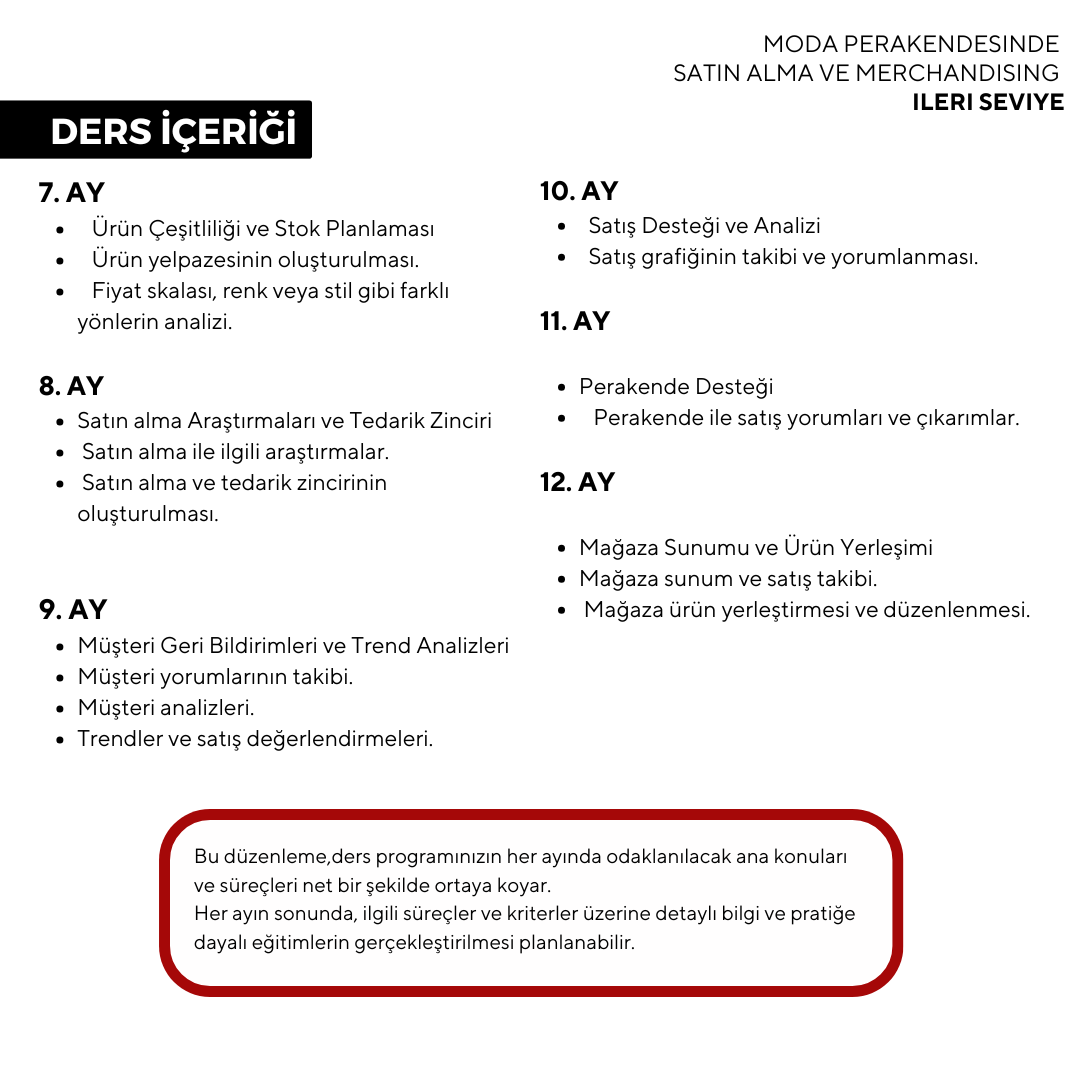 Moda Perakendesinde Satın Alma ve Merchandising ( Yüz Yüze)-İleri Seviye