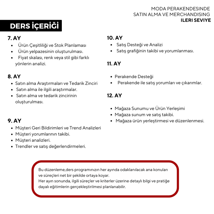 Moda Perakendesinde Satın Alma ve Merchandising ( Yüz Yüze)-İleri Seviye