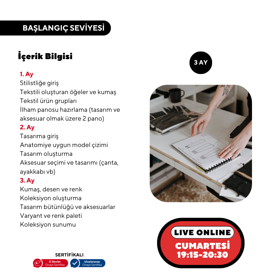 Moda Giysi Tasarım Aksesuar Çizim ve Kalıp Geliştirme (Online)
