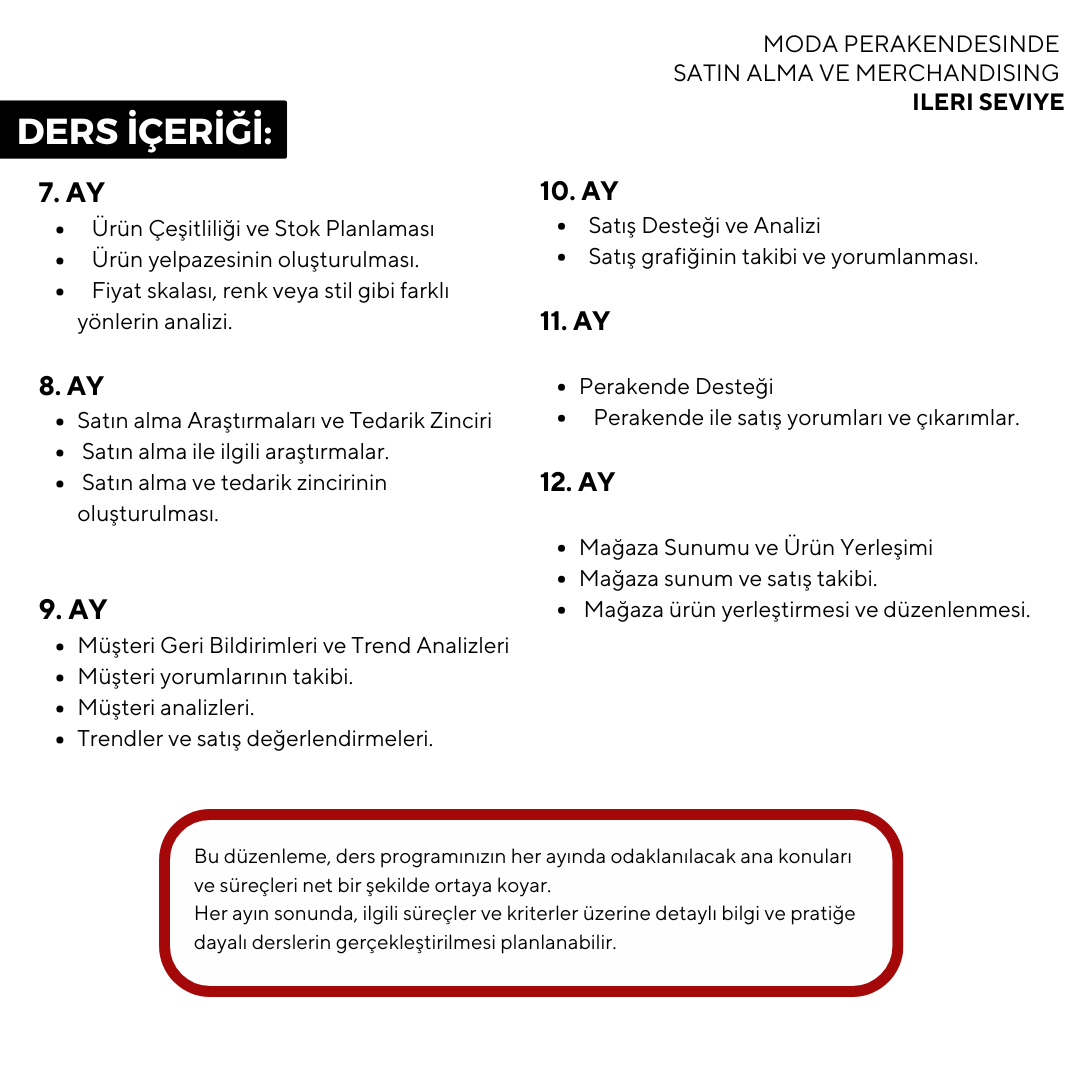 Moda Perakendesinde Satın Alma ve Merchandising ( Online)-İleri Seviye
