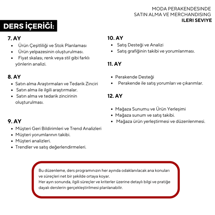 Moda Perakendesinde Satın Alma ve Merchandising ( Online)-İleri Seviye