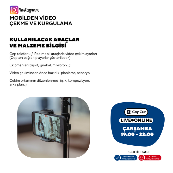 Instagram İçin Mobilden Video Çekme ve Kurgulama Eğitimi