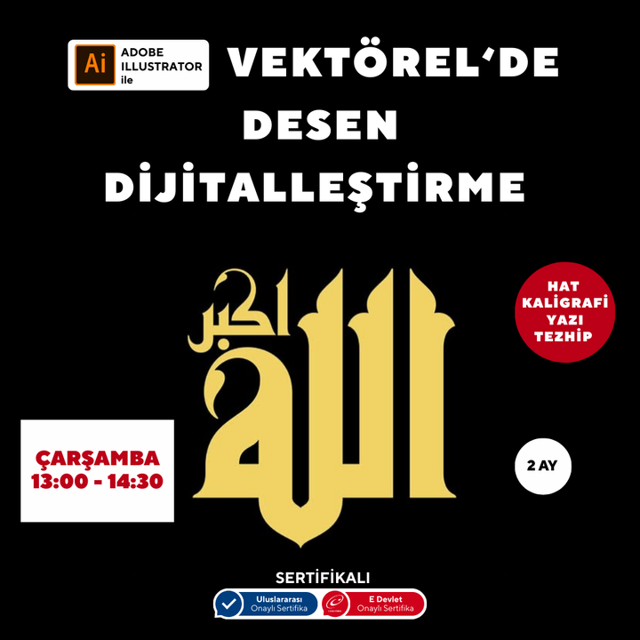 Vektorel'de Hat kaligrafi Yazı Tezhip Desen Dijitalleştirme